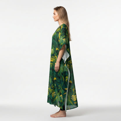 Caftan Green Leaves – Lightweight Organic Cotton Voile