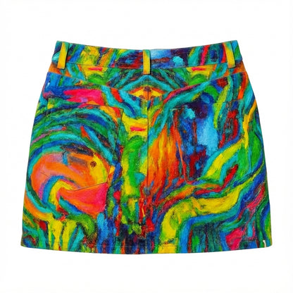 Denim Mini Skirt Green Jungle