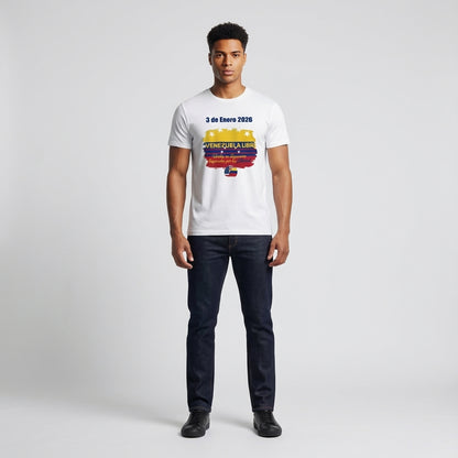 Unisex T-Shirt in Lightweight Cotton – Bold Black Monstera Print VENEZUELA LIBRE