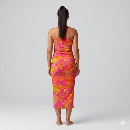 Racerback Shirred Tank Dress Pink Noodles