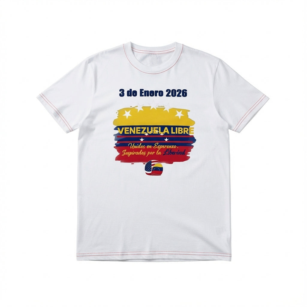 Unisex T-Shirt in Lightweight Cotton – Bold Black Monstera Print VENEZUELA LIBRE
