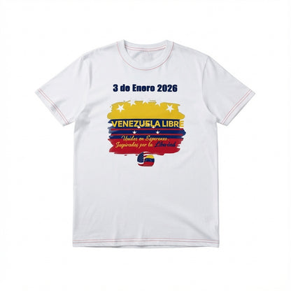 Unisex T-Shirt in Lightweight Cotton – Bold Black Monstera Print VENEZUELA LIBRE