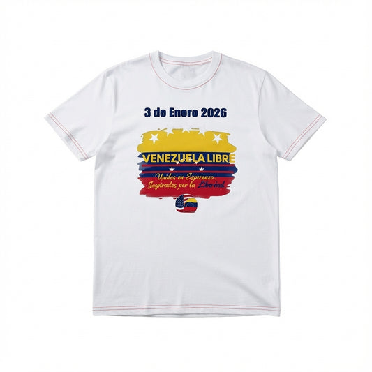 Unisex T-Shirt in Lightweight Cotton – Bold Black Monstera Print VENEZUELA LIBRE