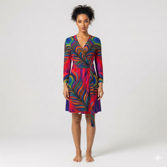 Wrap Dress Hot Pink Feather