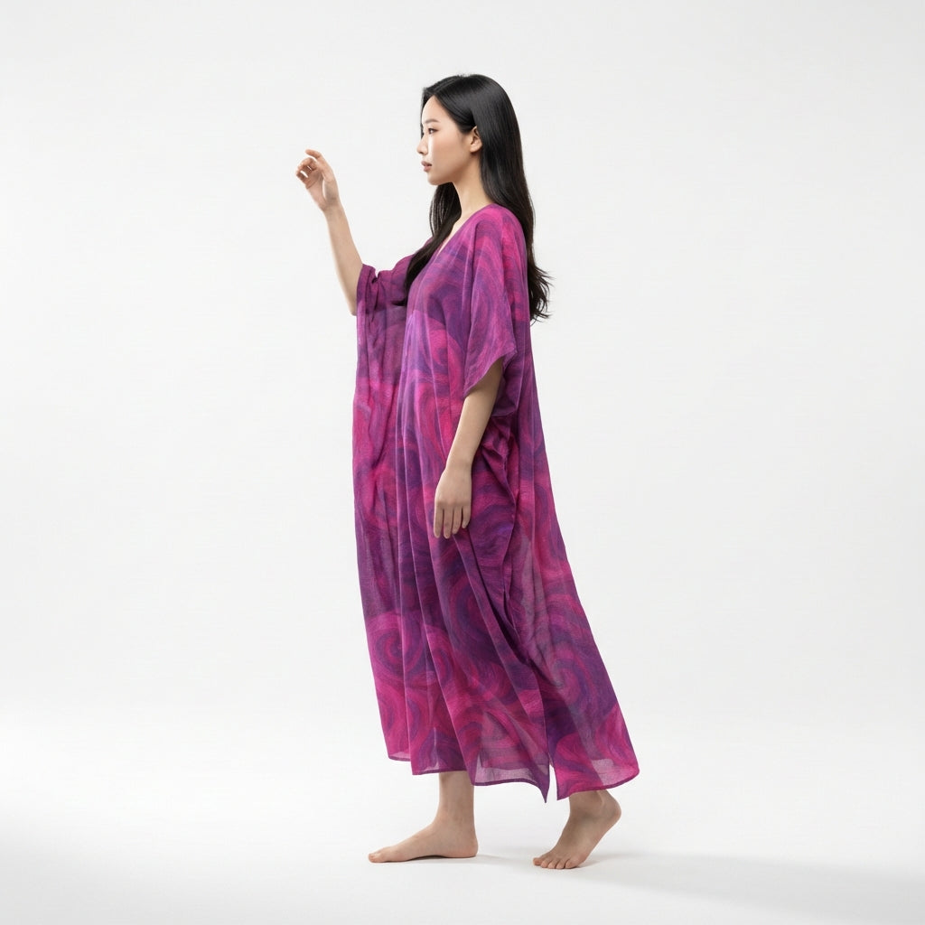 Caftan Purple Storm – Lightweight Organic Cotton Voile