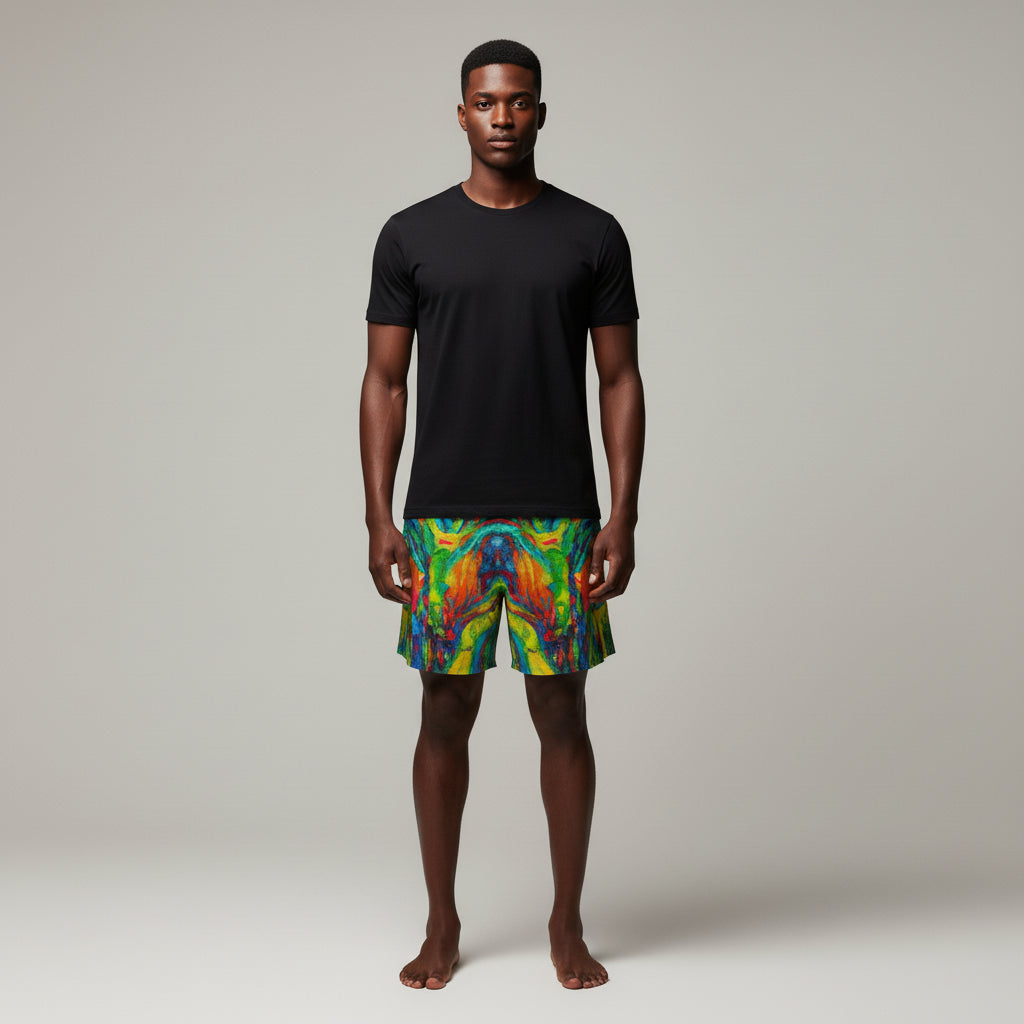 Board Shorts (7" Inseam) in Lightweight Cotton Poplin Green Jungle 