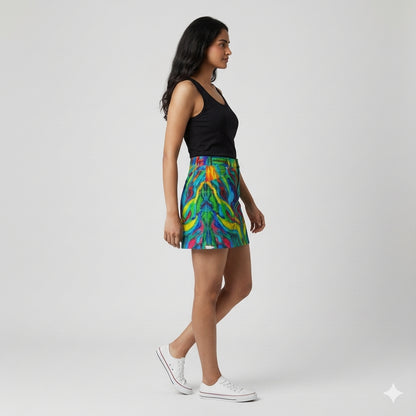 Denim Mini Skirt Green Jungle