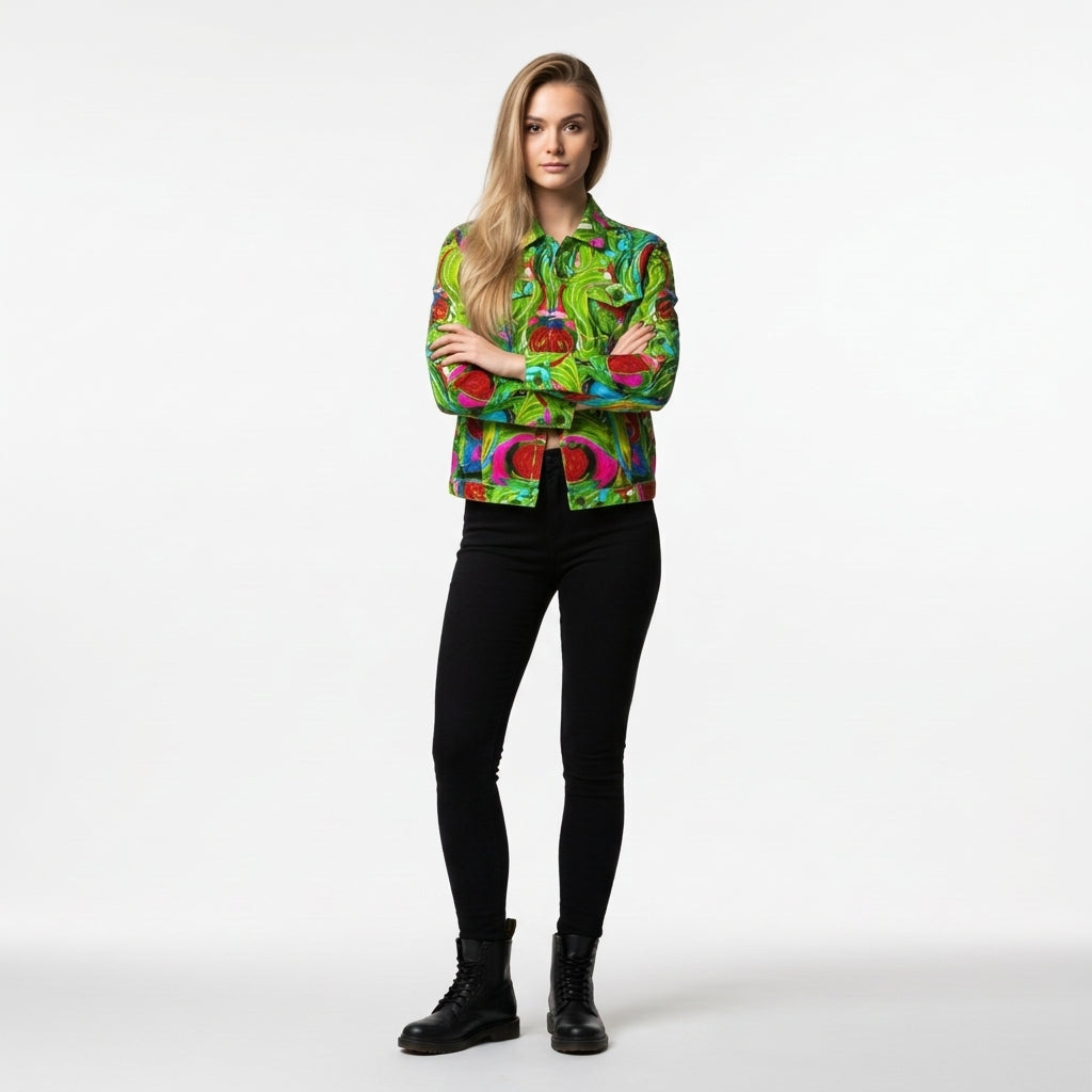 Demin Jacket Pink Water Lilies Jean Jacket