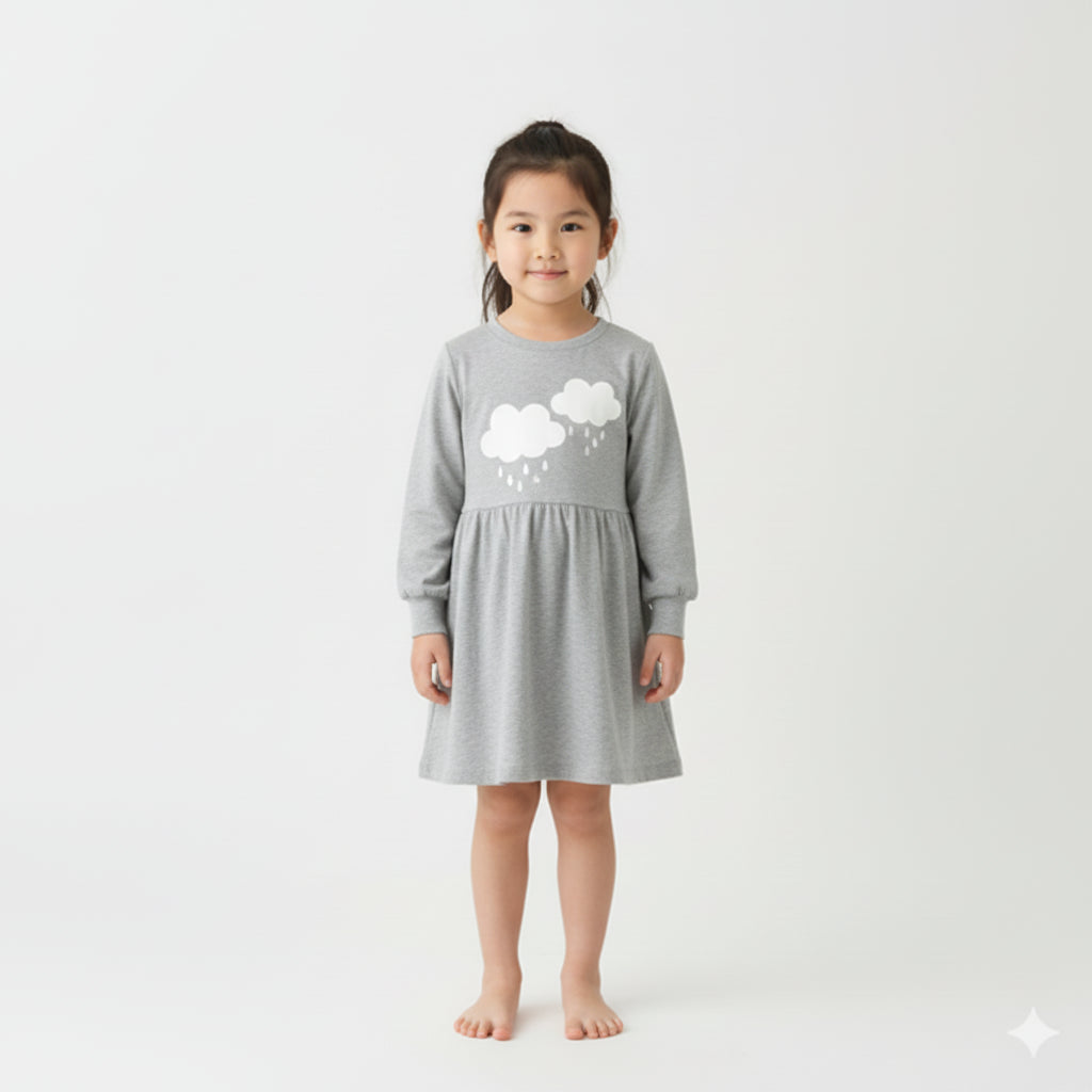 Long Sleeve T-Shirt Dress in Cotton-Spandex Jersey