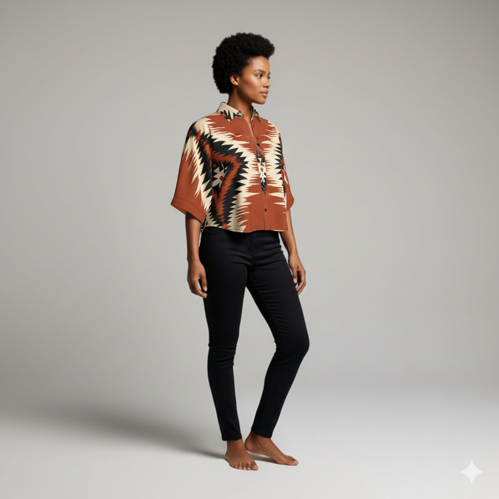 Kai Cropped Kimono Sleeve Blouse