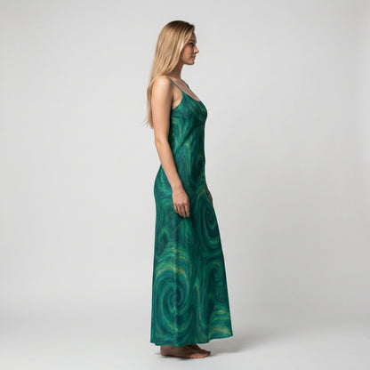 Bias Slip Dress Green Tornado