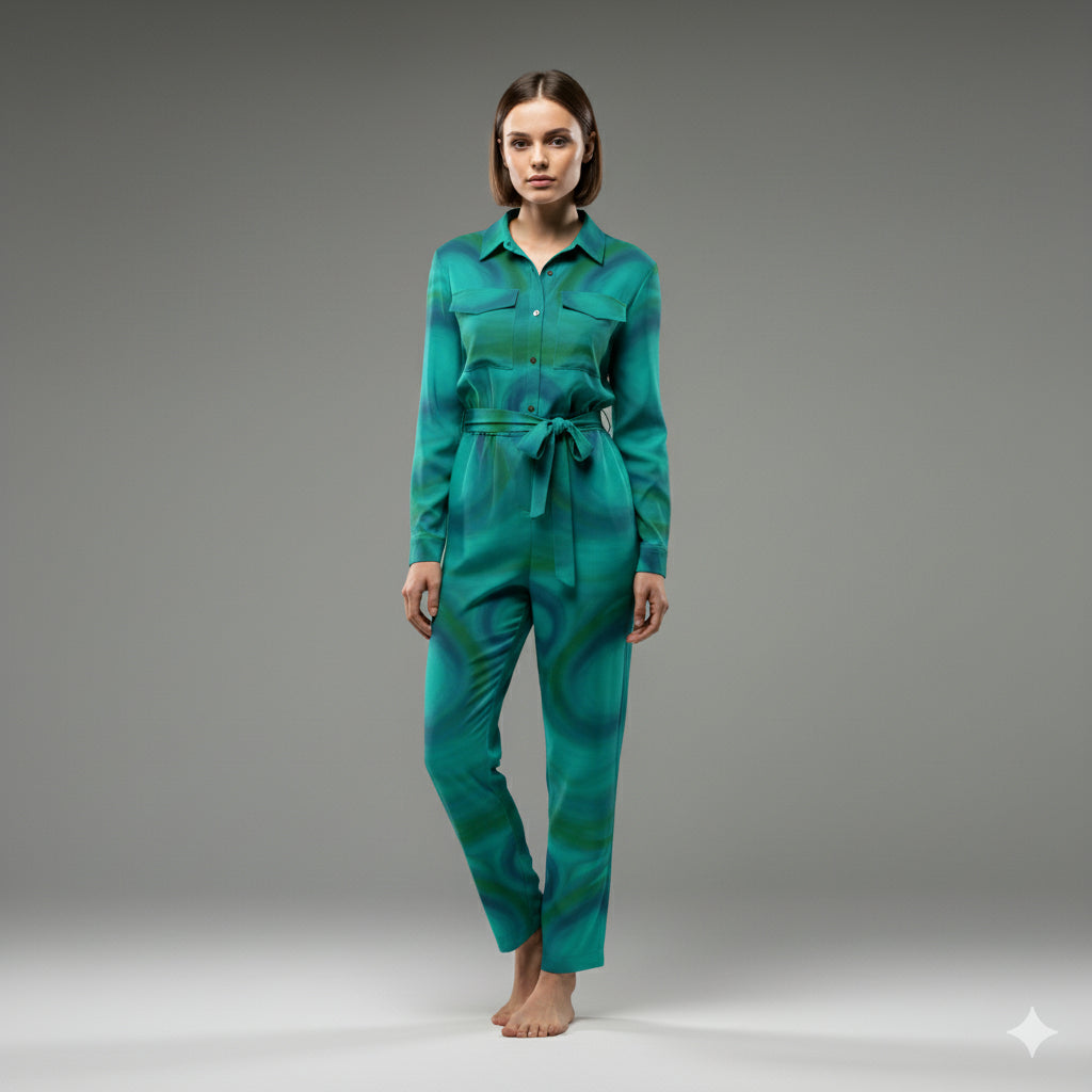 Lightweight Button Front Jumpsuit Indigo Child