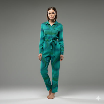 Lightweight Button Front Jumpsuit Indigo Child