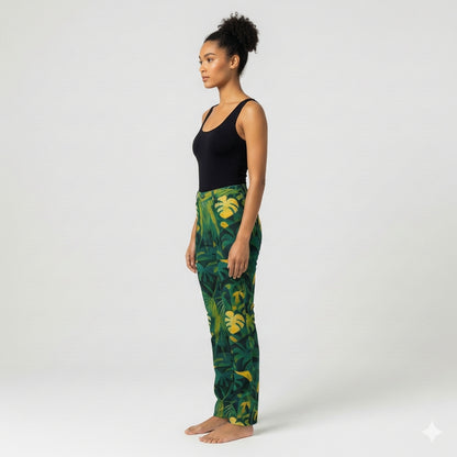 Skinny Jeans Green Leaves - Slim Jeans in Heavyweight Stretch Cotton Denim
