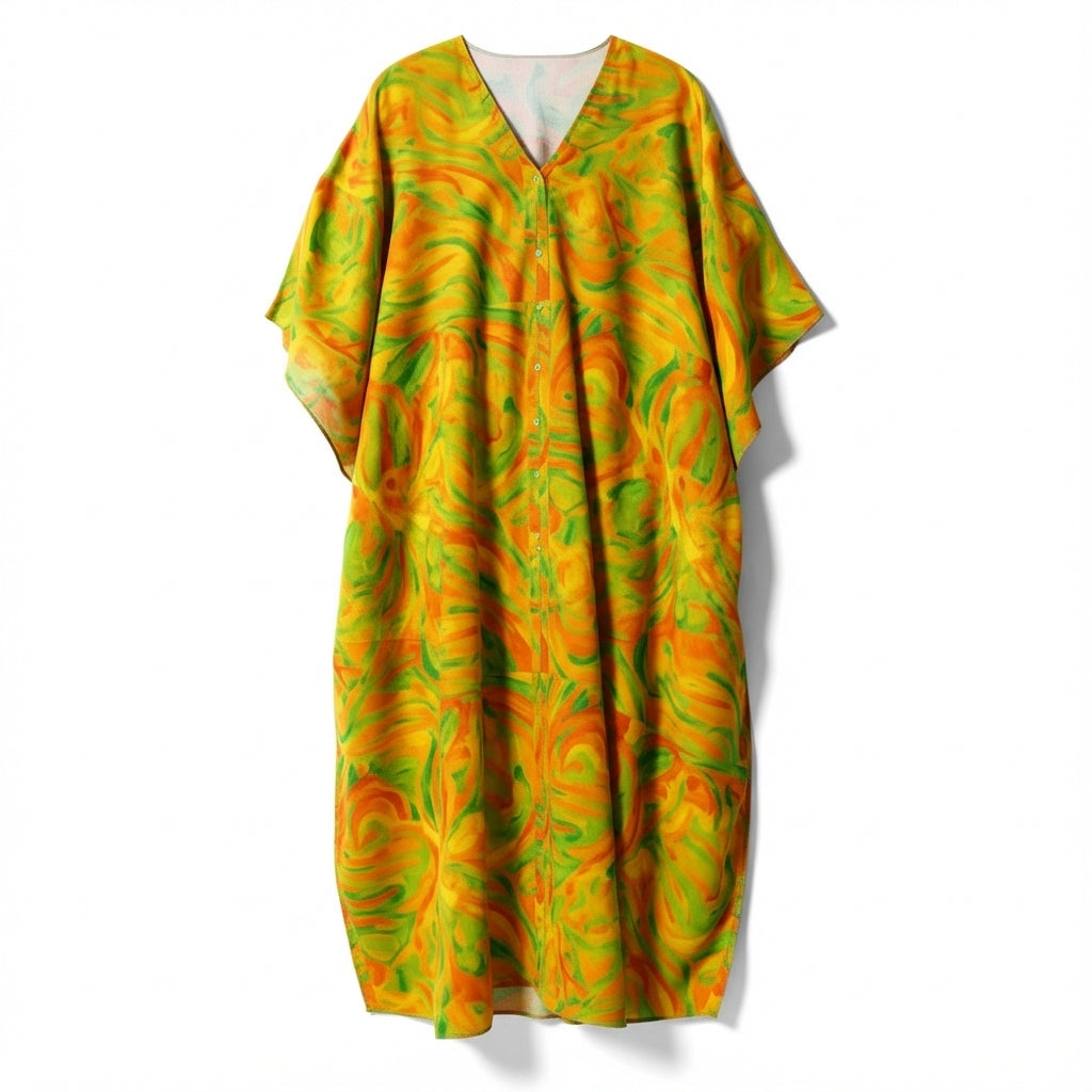 Caftan Fruity Noodles in Lightweight Organic Cotton Voile 