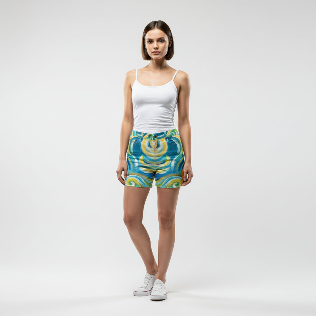 Regular Jean Shorts Sea Swirls