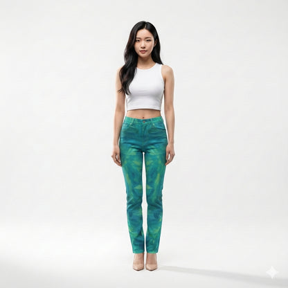 Skinny Jeans Turquoise Watercolors