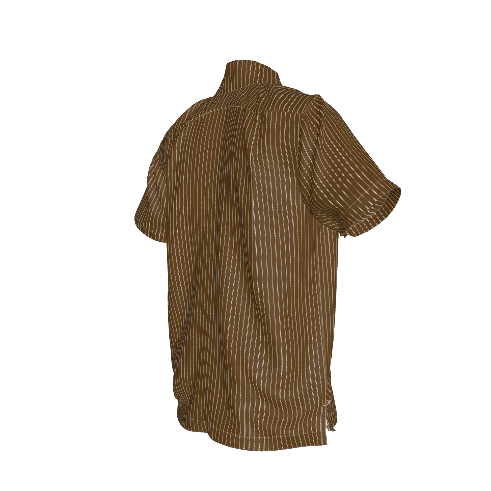 Brown Trim with White Pinstripe Short Sleeve Men’s Shirt with Collar