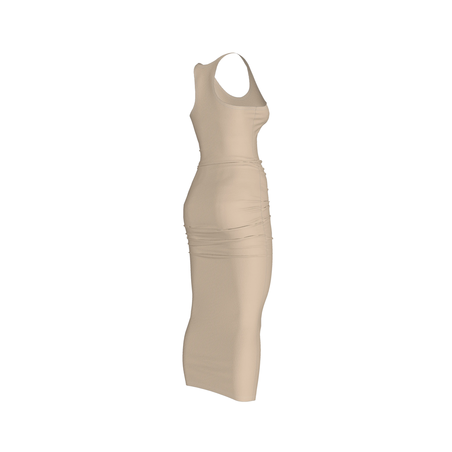 Racerback Shirred Tank Dress in Cotton-Spandex Jersey