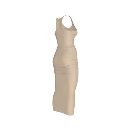 Racerback Shirred Tank Dress in Cotton-Spandex Jersey