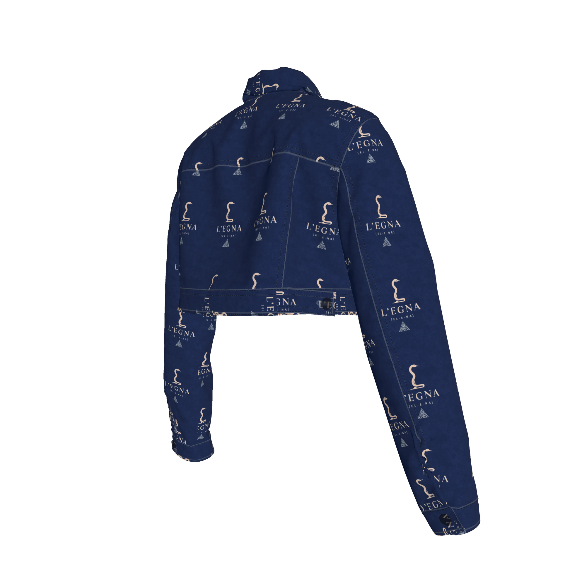 L'EGNA RISING BLUEBLOOD Cropped Jean Jacket (ALL-OVER PRINT)