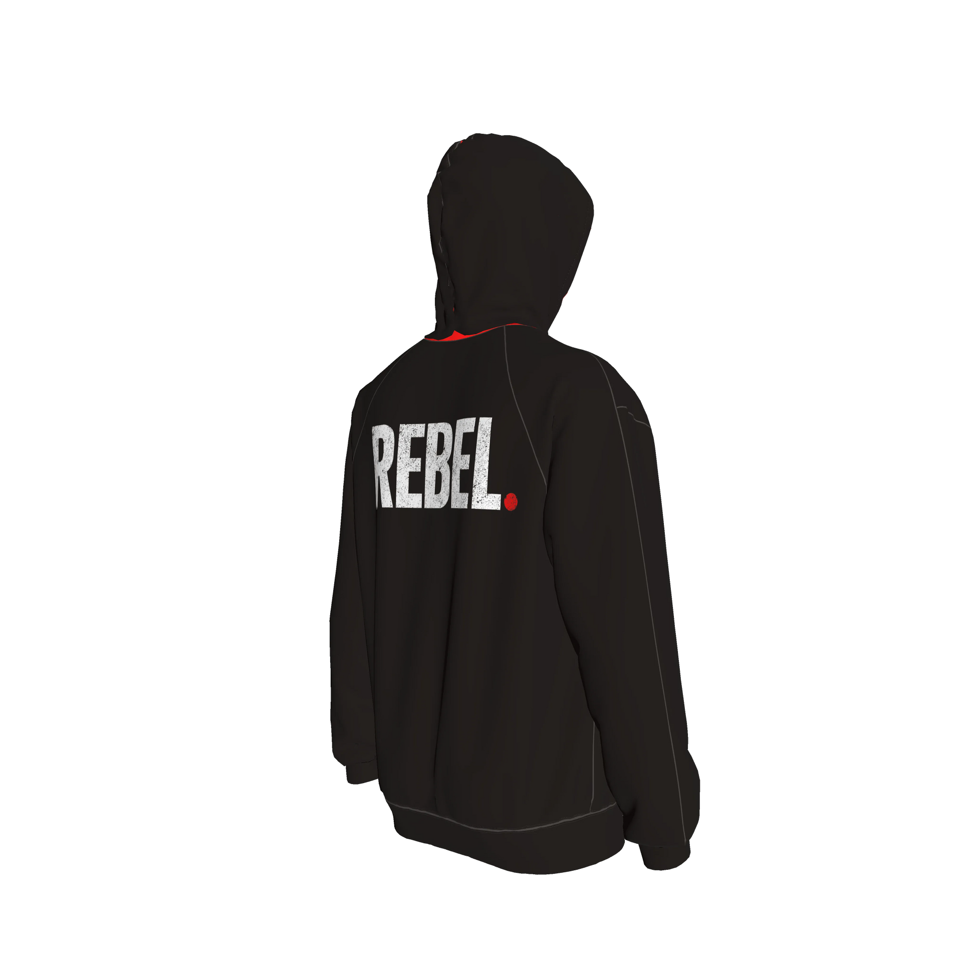 Black Hoodie Rebel front and back - Half Raglan Sweatshirt Hoodie