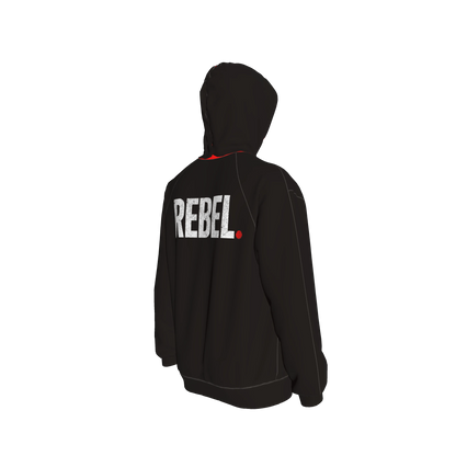 Black Hoodie Rebel front and back - Half Raglan Sweatshirt Hoodie
