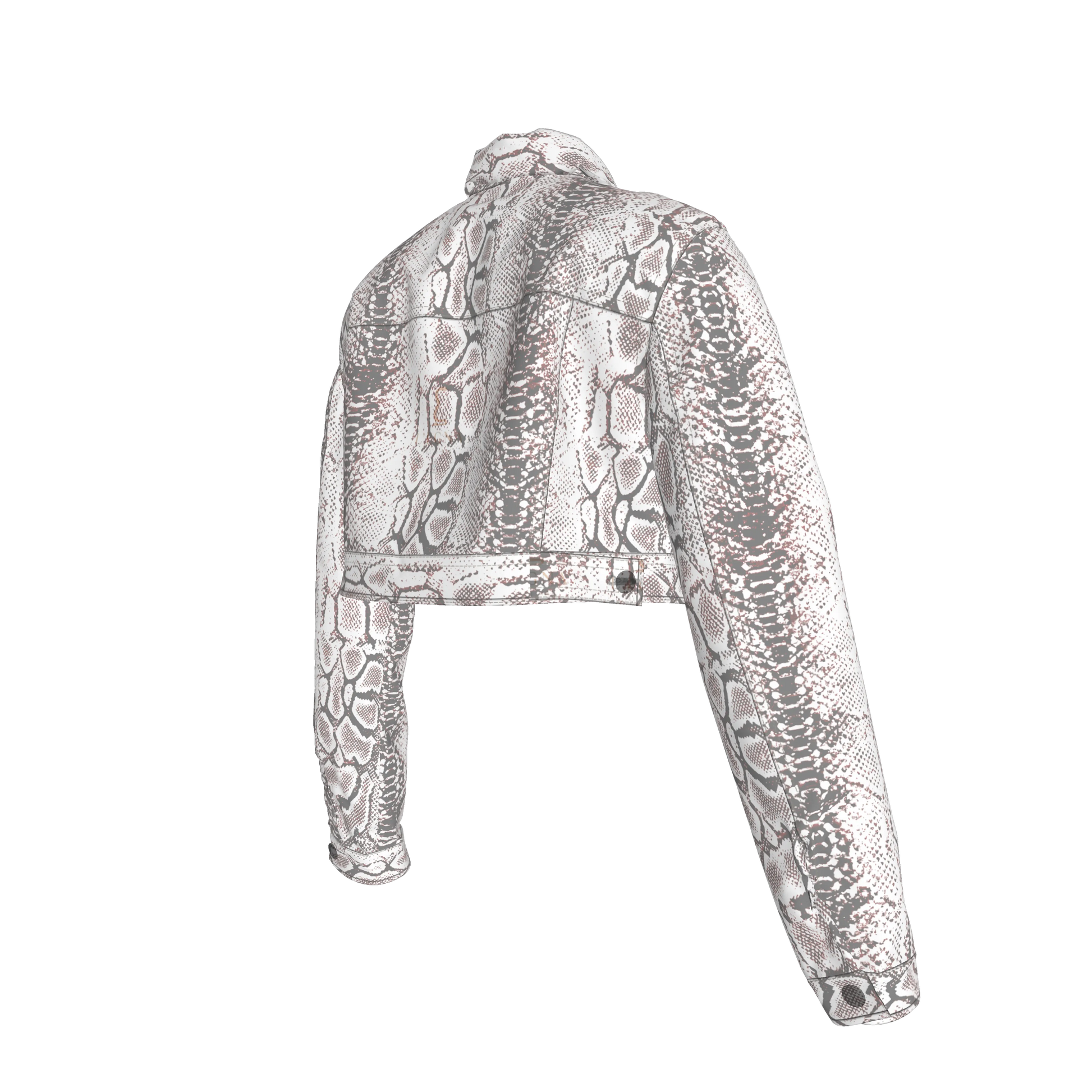 L'EGNA RISING SNAKESKIN Cropped Jean Jacket