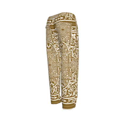 Andre Pullstring Pants: Elastic Waist Pegged Trouser in Ornate Baroque Print