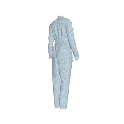 Lightweight Button Front Jumpsuit in Brushed Organic Cotton Twill