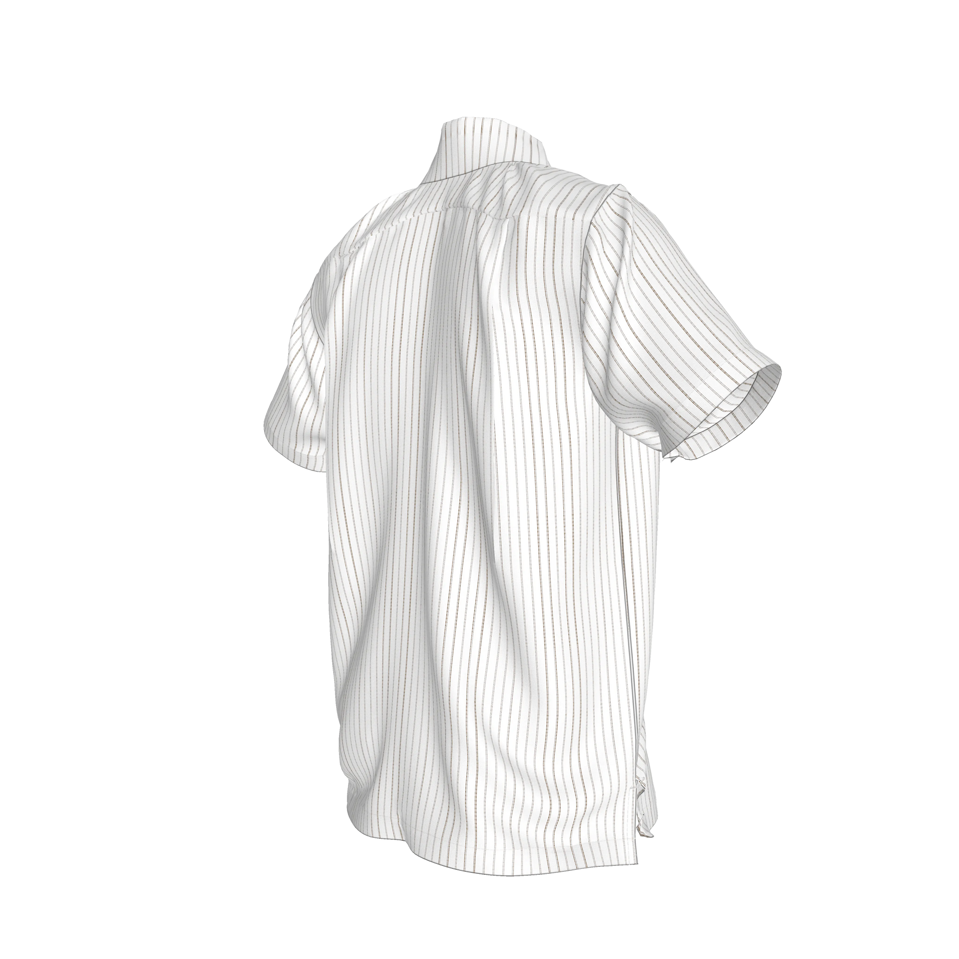 White on Black Trim Pinstripe on Short Sleeve Men’s Shirt with Collar