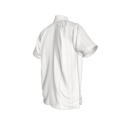 White on Black Trim Pinstripe on Short Sleeve Men’s Shirt with Collar