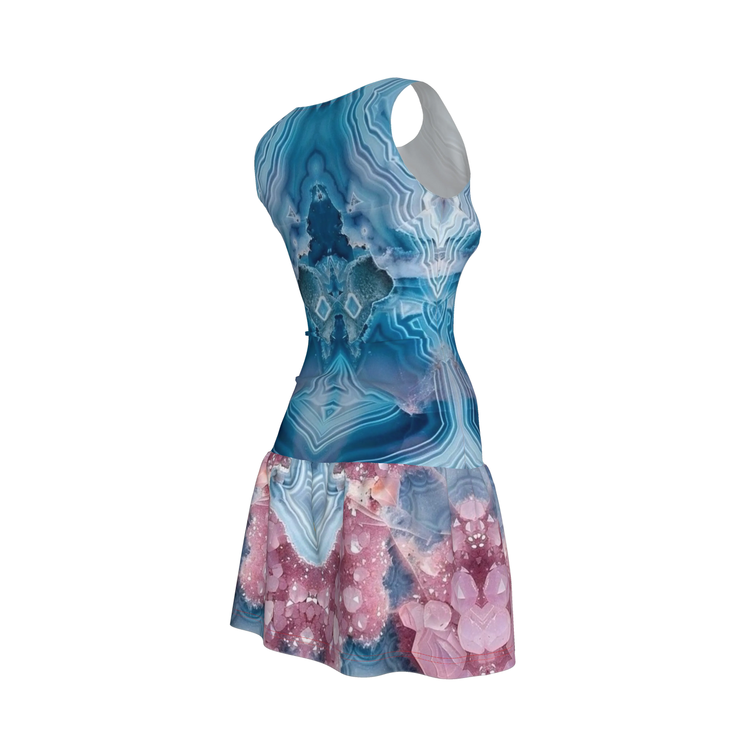 Ruffle Drop Waist Mini Dress in Organic Cotton Basic Jersey