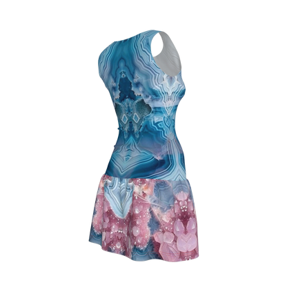 Ruffle Drop Waist Mini Dress in Organic Cotton Basic Jersey