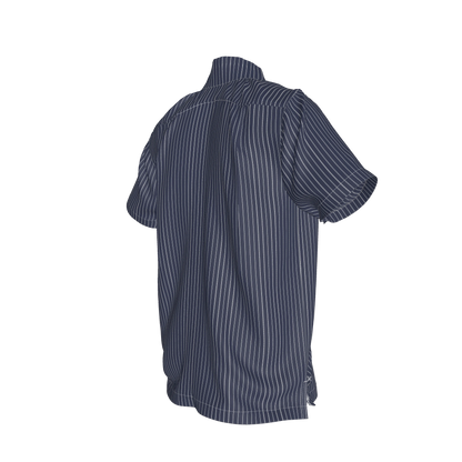 White on Dk Blue Short Sleeve Men’s Shirt with Collar