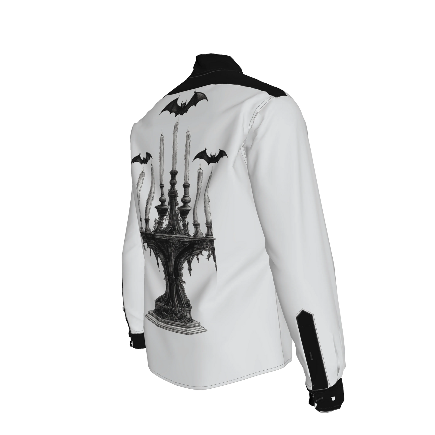 Gothic Candle Shirt with Flying Bats