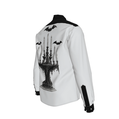 Gothic Candle Shirt with Flying Bats