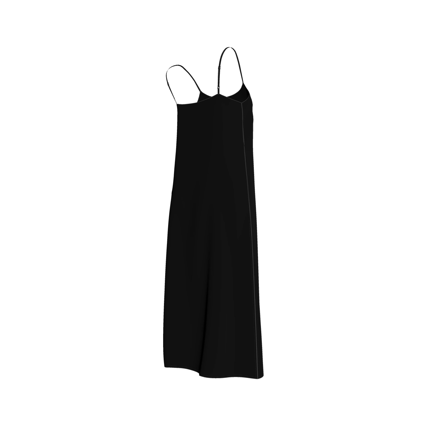 Pure Black Slip Dress in Ecovero Viscose Crepe
