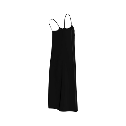 Pure Black Slip Dress in Ecovero Viscose Crepe