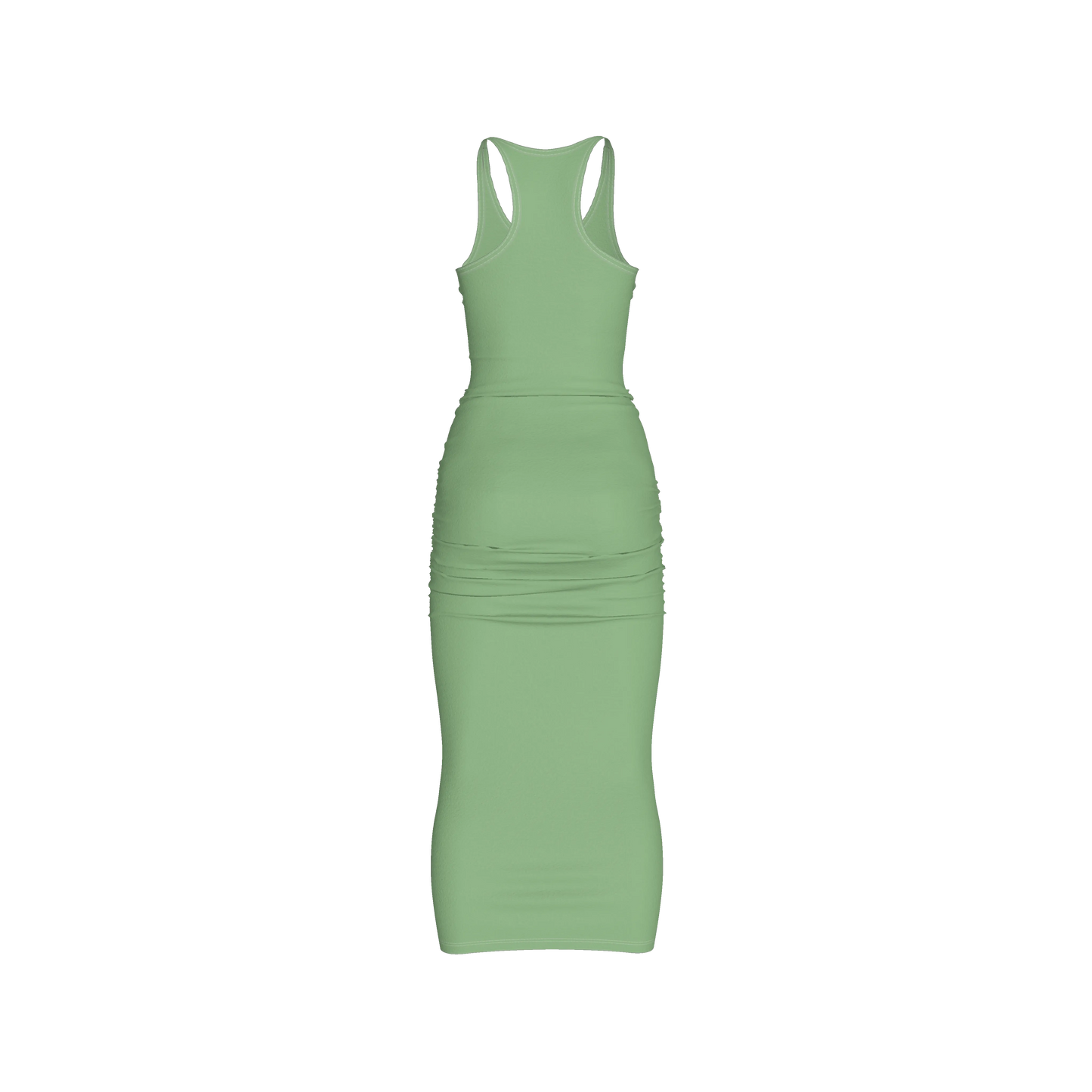 Racerback Shirred Tank Dress in Cotton-Spandex Jersey