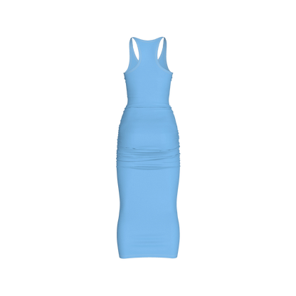 Racerback Shirred Tank Dress in Cotton-Spandex Jersey