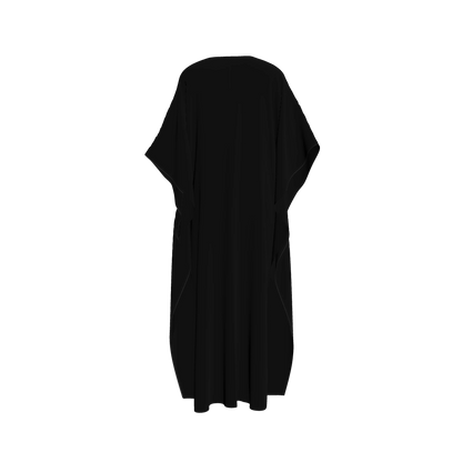 Caftan in Pure Black Organic Cotton Voile