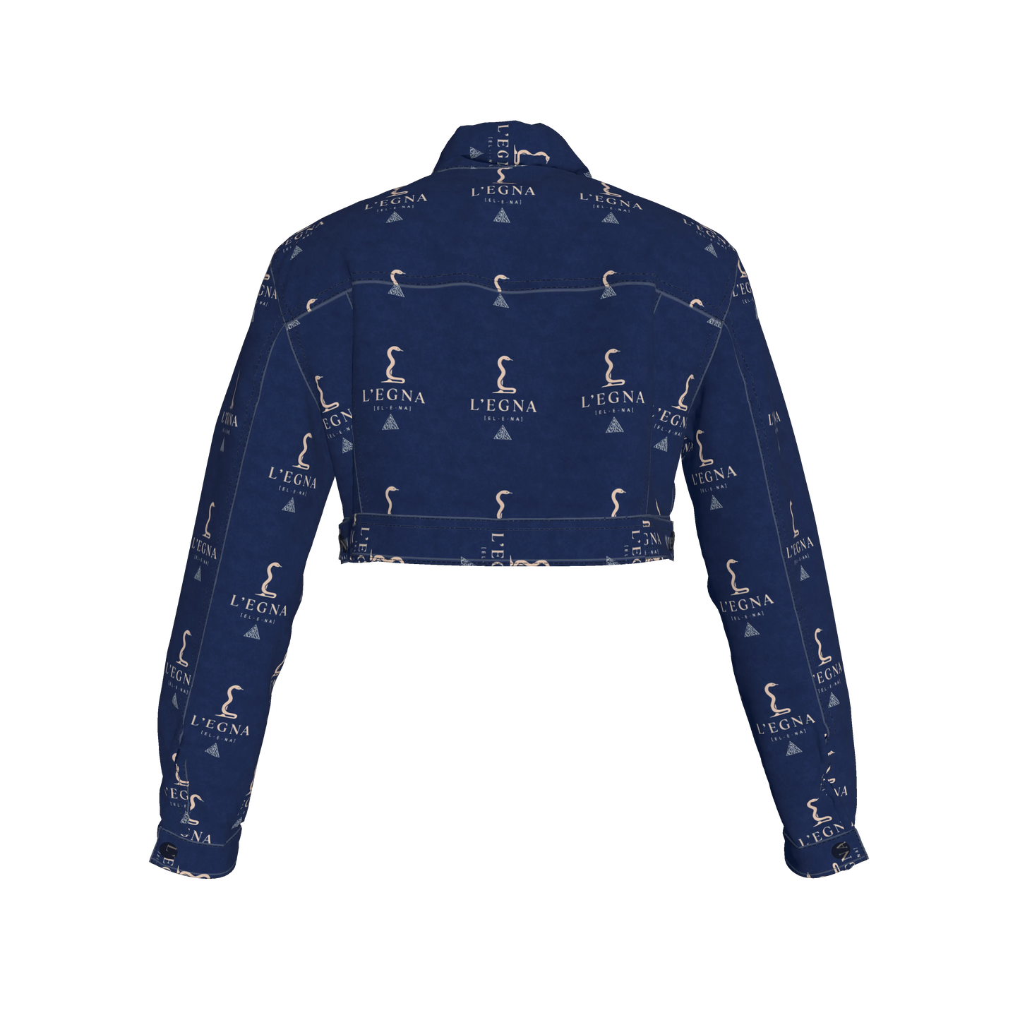 L'EGNA RISING BLUEBLOOD Cropped Jean Jacket (ALL-OVER PRINT)