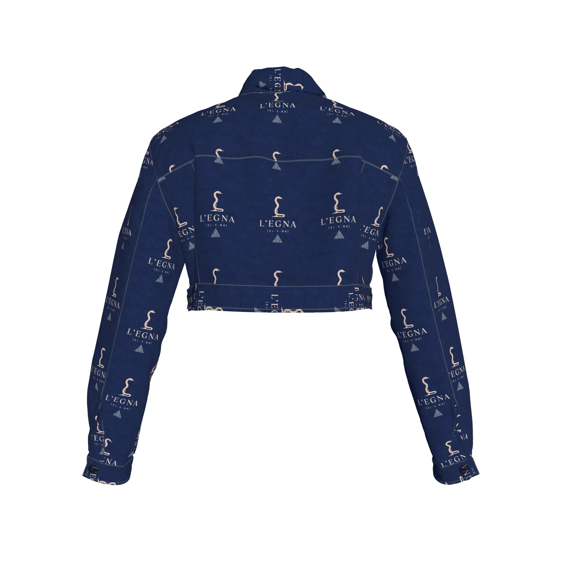 L'EGNA RISING BLUEBLOOD Cropped Jean Jacket (ALL-OVER PRINT)