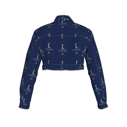 L'EGNA RISING BLUEBLOOD Cropped Jean Jacket (ALL-OVER PRINT)