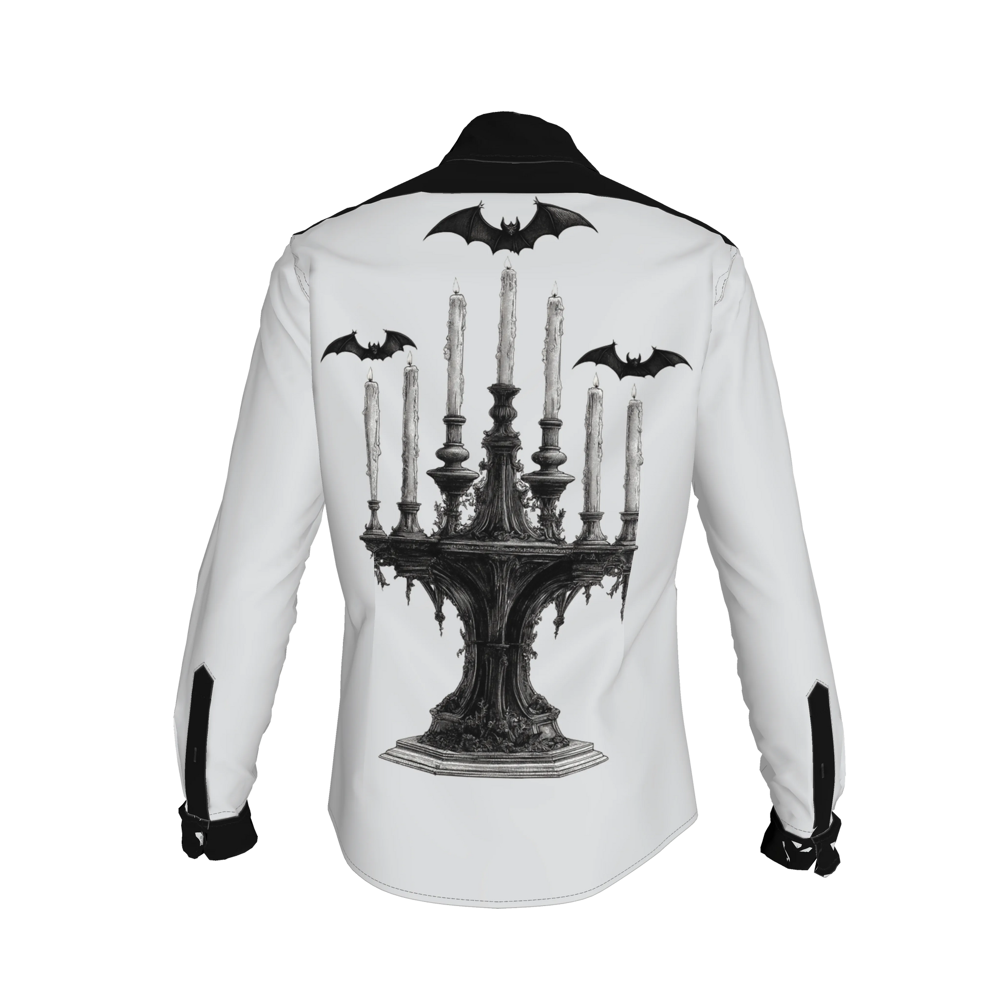Gothic Candle Shirt with Flying Bats