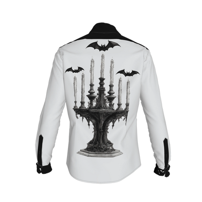 Gothic Candle Shirt with Flying Bats