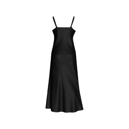 The Essential Pure Black Bias Slip Dress in Ecovero Viscose Crepe