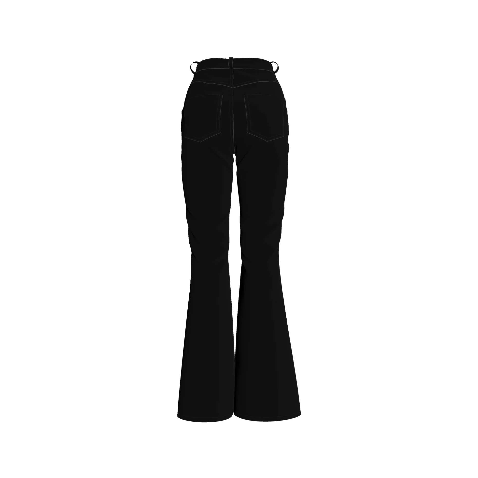 Bell Bottom Jeans in Pure Black Heavy Stretch Cotton Twill