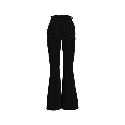 Bell Bottom Jeans in Pure Black Heavy Stretch Cotton Twill